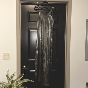 Silver maxi slip dress